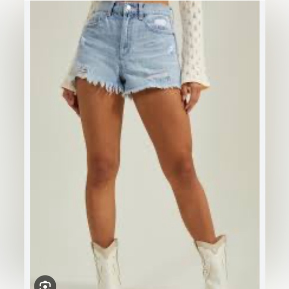 Altar'd State Pants - Altar'd State Light Blue Jean Shorts